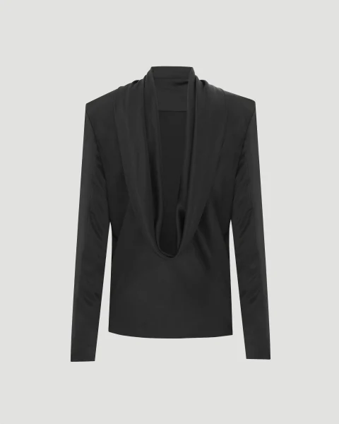 Cowl-Back Blouse in Silk Satin — снимка 2
