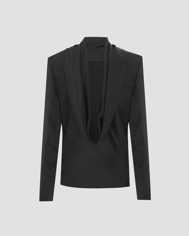 Cowl-Back Blouse in Silk Satin — снимка 2