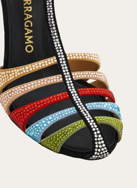 Сандали на ток с декоративни кристали Ferragamo — снимка 5