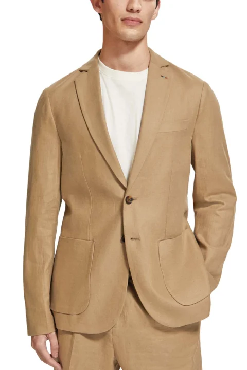 Сако Unconstructed Single-Breasted Twill 176982 SC6896 seastone — снимка 2