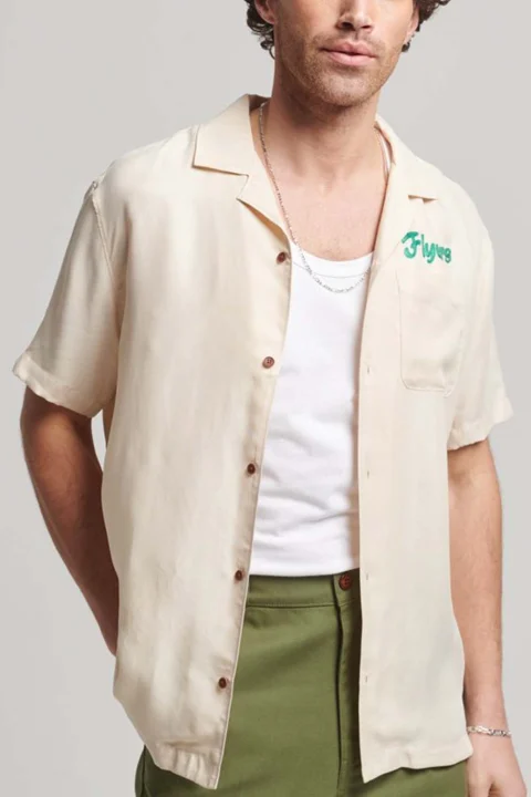 Риза Vintage Bowling S/S Shirt M4010621A 18c oatmeal — снимка 2