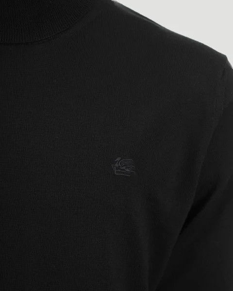 Black Turtleneck with Logo — снимка 3