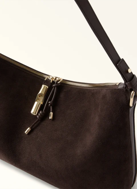 Велурена чанта Furla Debby Toni Espresso — снимка 2