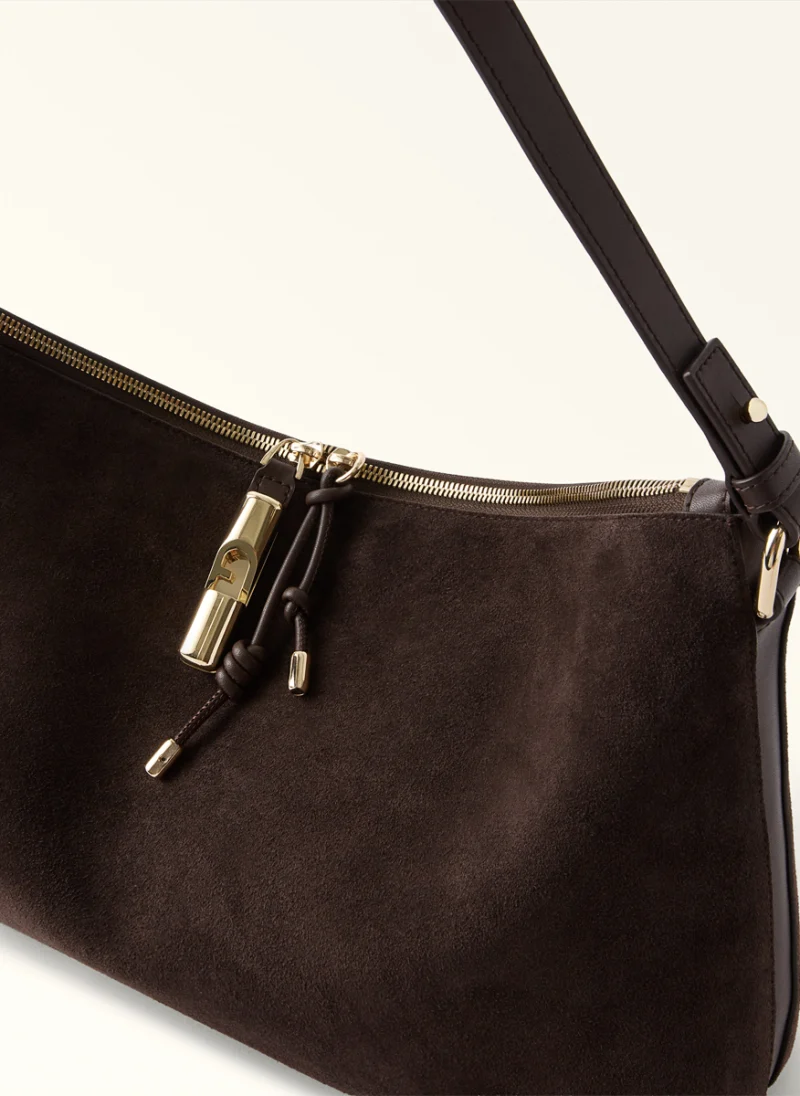 Велурена чанта Furla Debby Toni Espresso — снимка 2
