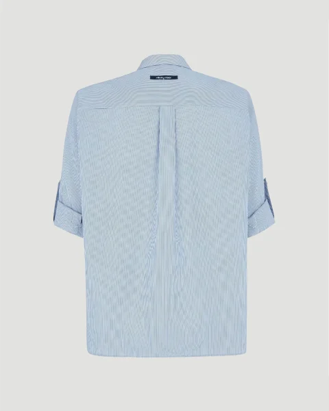 Light Blue Striped Cotton Shirt — снимка 2
