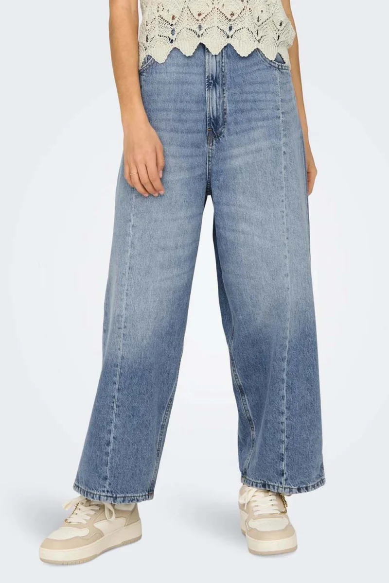 Jeans Onlzane Ex Hw Loose Wide Crop Jns Cro 15284612 BS000053 light blue denim — снимка 2
