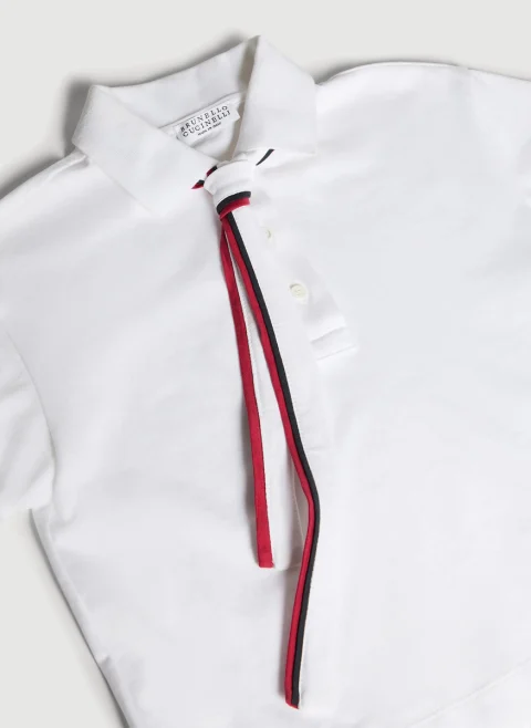 Полошърт с панделка Brunello Cucinelli Kids 4-6 — снимка 2