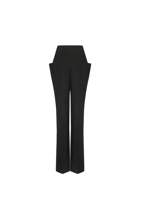 Light Tailored Wool Pants in Black