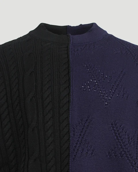 Distressed Sweater in Black and Navy — снимка 3