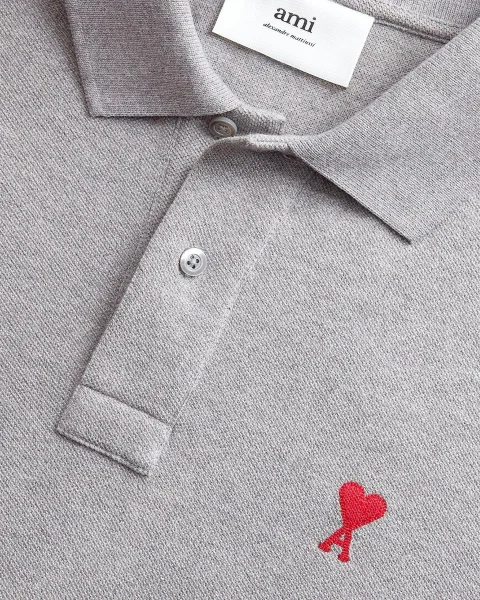 Ami de Coeur Polo Shirt in Grey — снимка 3