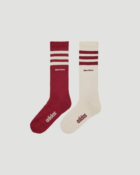 3-Stripes Socks in White and Burgundy