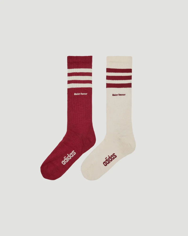 3-Stripes Socks in White and Burgundy