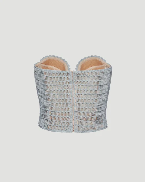 Crochet Bustier Top in Light Blue — снимка 2