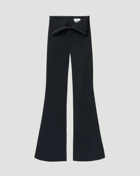Fold-Over Waist Tailored Trousers in Black