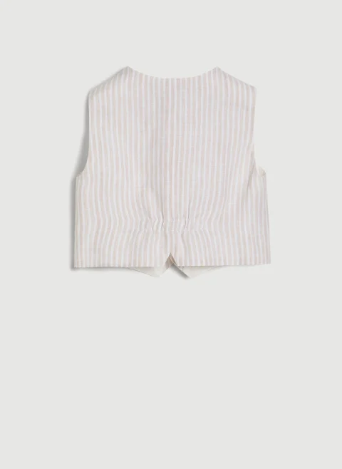 Раиран елек от лен Brunello Cucinelli Kids 24-36M — снимка 3