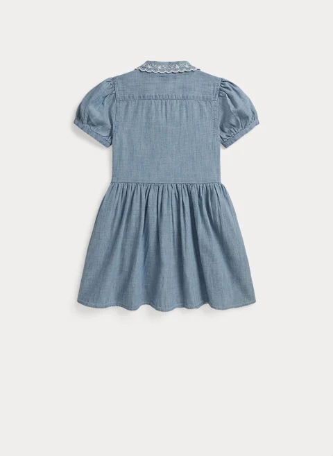 Рокля от деним с бродерия Ralph Lauren Kids 2-6 — снимка 5