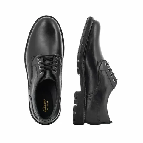 Мъжки Ежедневни CLARKS – 26173434 BATCOMBE TIE BLACK LEATHER — снимка 3