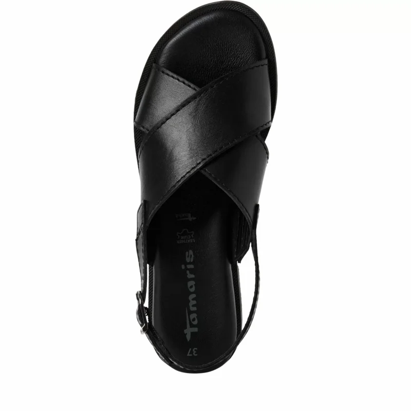Дамски Равни Сандали TAMARIS – 1-28102-44-003 BLACK LEATHER — снимка 5