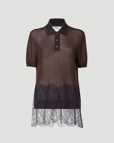 Brown Cashmere Polo Shirt