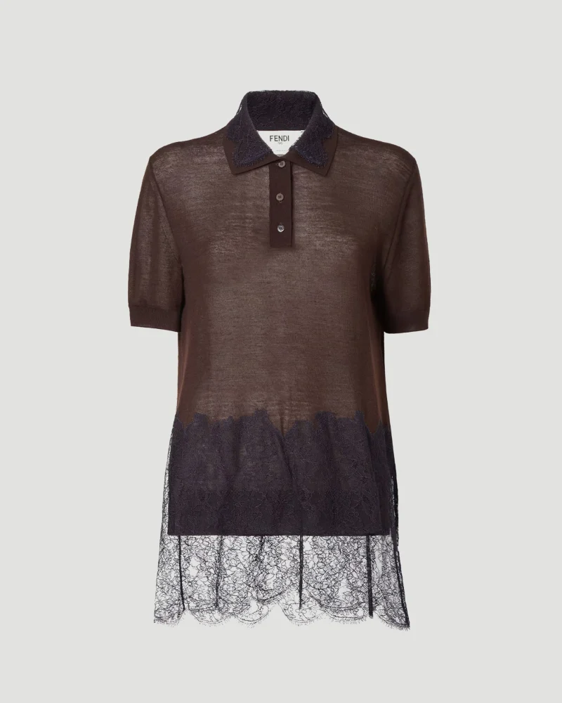 Brown Cashmere Polo Shirt