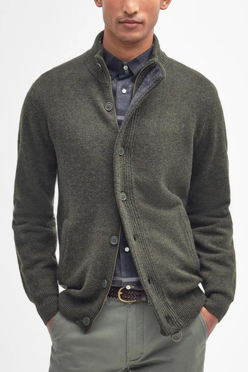 Жилетка Essential Patch Zip Through Knitted Jumper MKN0731 gn73 dusty green — снимка 2