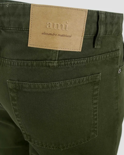 Cotton Tapered Fit Jeans in Loden — снимка 3
