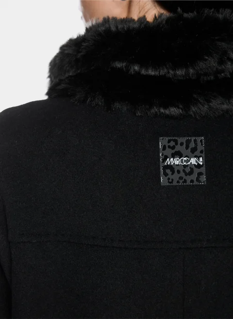 Палто от алпака с 'faux fur' детайли Marc Cain Additions — снимка 4